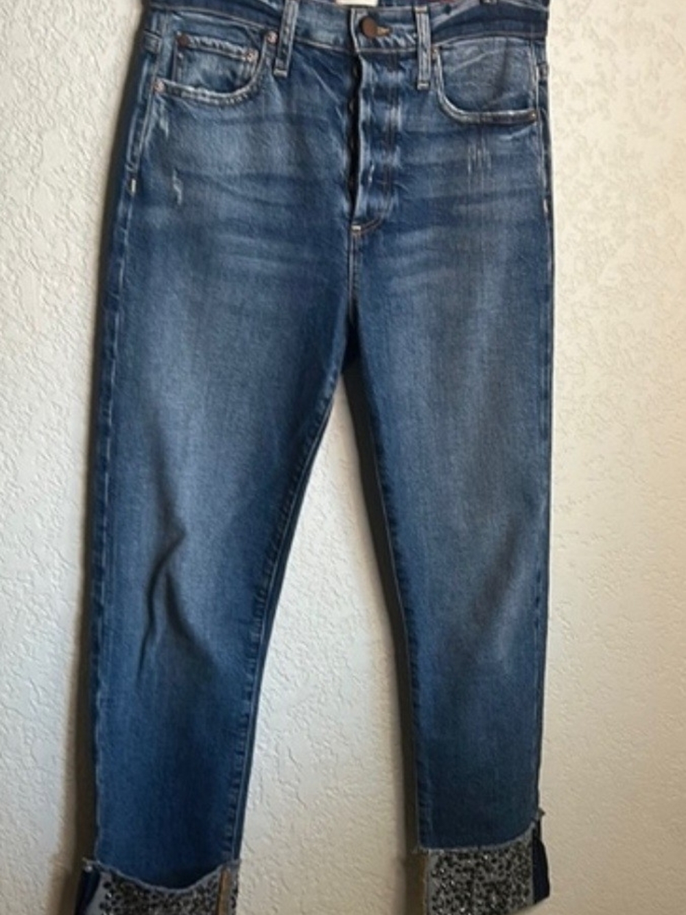 Alice + Olivia Embellished Cuff Jeans Size 27